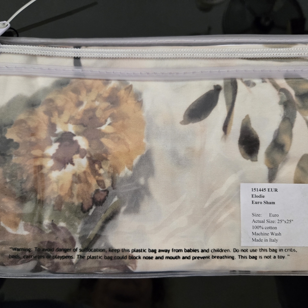 Frontgate Floral Duvet Cover Set - Cream and Gray Madw In Italy - Picture 2 of 8